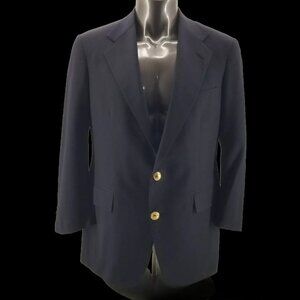 VTG Polo Ralph Lauren Blazer 42R Blue Light Weight Wool Gold Crest Button USA